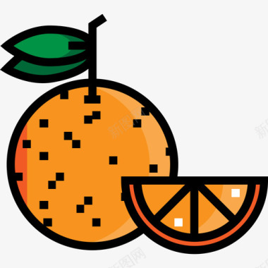 橙色食品和餐厅3线性颜色图标图标
