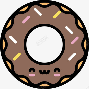 甜甜圈kawaii糖果线性颜色图标图标