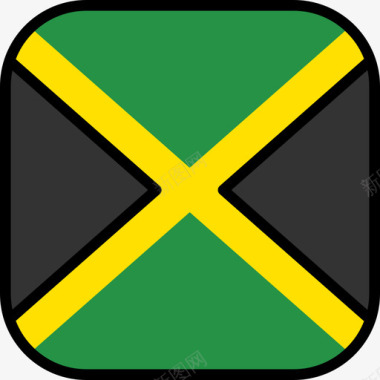 牙买加国旗系列6圆形方形图标图标
