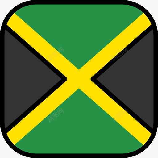 牙买加国旗系列6圆形方形图标svg_新图网 https://ixintu.com 国旗系列6 圆形方形 牙买加