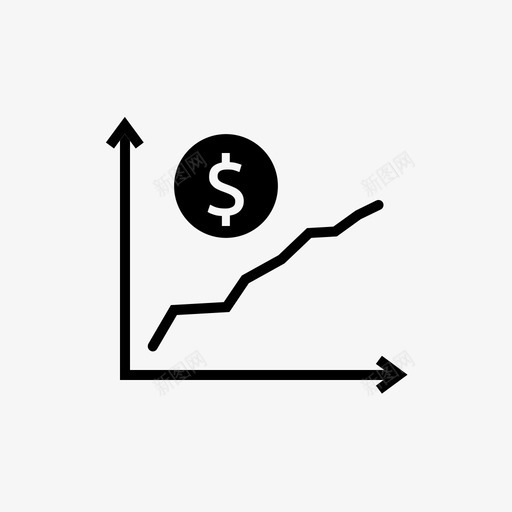 折线图金融投资图标svg_新图网 https://ixintu.com 投资 折线图 统计 货币 金融 银行和金融黑填充 销售