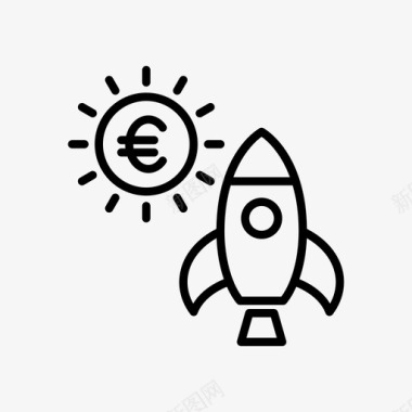 欧元火箭金融增加图标图标