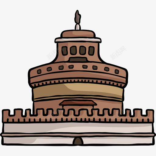 圣安杰洛城堡世界纪念碑色彩图标svg_新图网 https://ixintu.com 世界纪念碑 圣安杰洛城堡 色彩