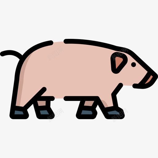 猪动物29线性颜色图标svg_新图网 https://ixintu.com 动物29 猪 线性颜色