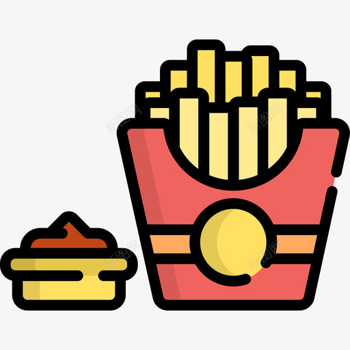 薯条食品和餐厅9线性颜色图标svg_新图网 https://ixintu.com 线性颜色 薯条 食品和餐厅9