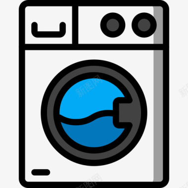 洗衣机厨房用品线性颜色图标图标