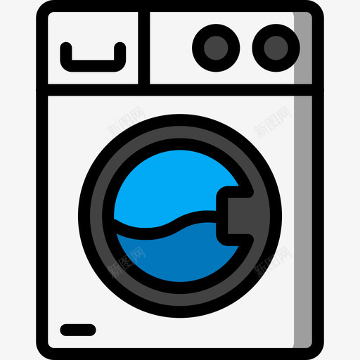 洗衣机厨房用品线性颜色图标svg_新图网 https://ixintu.com 厨房用品 洗衣机 线性颜色