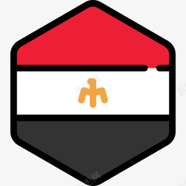 埃及旗帜收藏5六边形图标图标