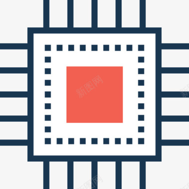 微型芯片商务和办公11线性颜色图标图标