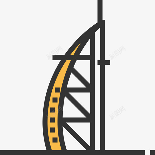 阿拉伯塔地标12黄色阴影图标svg_新图网 https://ixintu.com 地标12 阿拉伯塔 黄色阴影