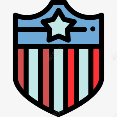 美国盾美国8线性颜色图标图标