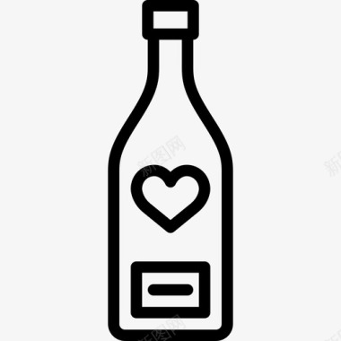 酒瓶浪漫生活方式8直线型图标图标