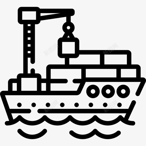 船舶全球物流4直线型图标svg_新图网 https://ixintu.com 全球物流4 直线型 船舶