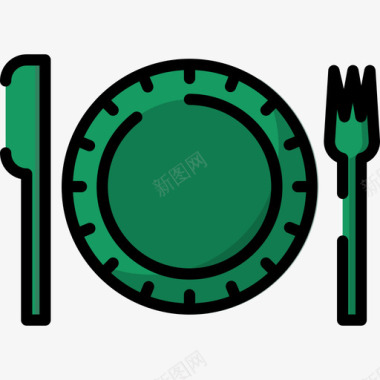 餐盘野餐6线性颜色图标图标