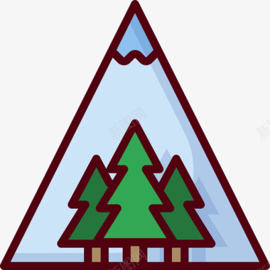 山地冬季运动2线性颜色图标图标