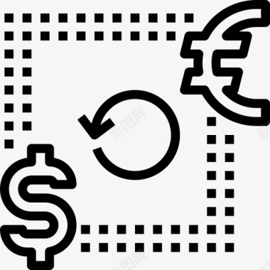 货币兑换在线汇款大纲线性图标图标
