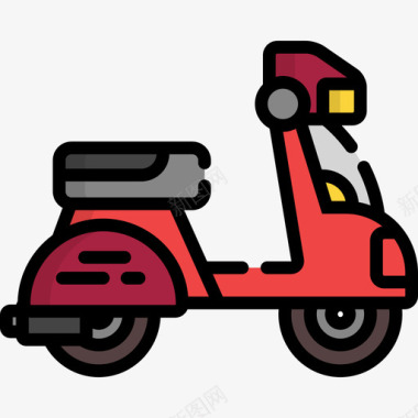 摩托车旅行33线性颜色图标图标