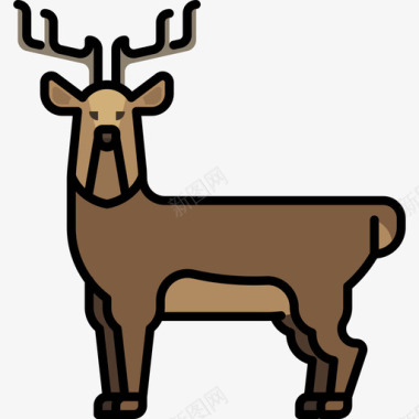 鹿动物20线性颜色图标图标