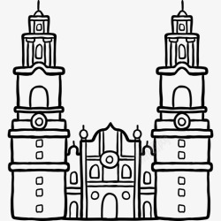 莫雷利亚大教堂莫雷利亚大教堂世界纪念碑2黑色图标高清图片