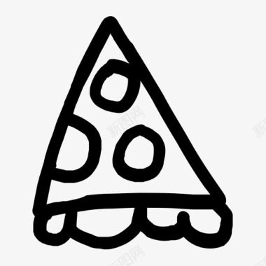 披萨片快餐手绘图标图标