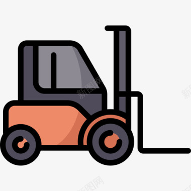 卡车运输建筑机械线性颜色图标图标