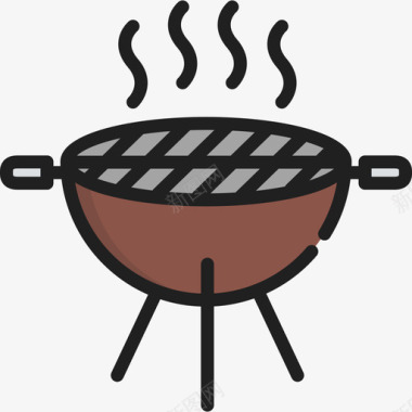 烤架烧烤2线性颜色图标图标