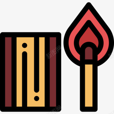火柴烧烤派对4线性颜色图标图标