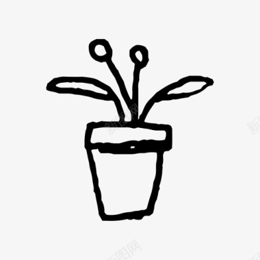 有花植物手绘罐子图标图标