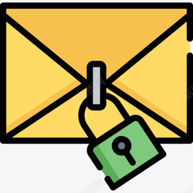 电子邮件网络安全2线颜色图标图标