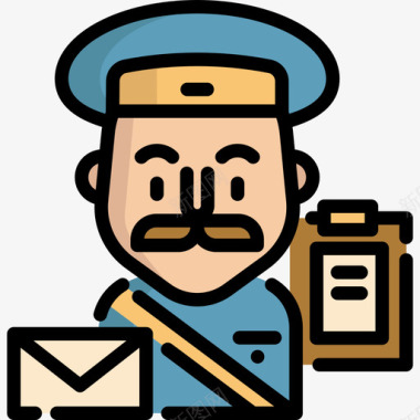 邮递员职业和工作3线性颜色图标图标