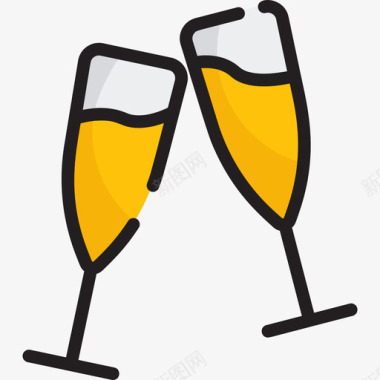 香槟庆祝活动2线性颜色图标图标