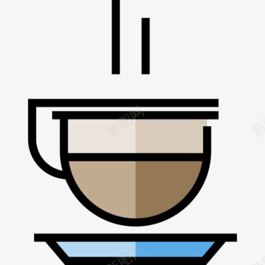 咖啡杯咖啡店元素2线性颜色图标图标