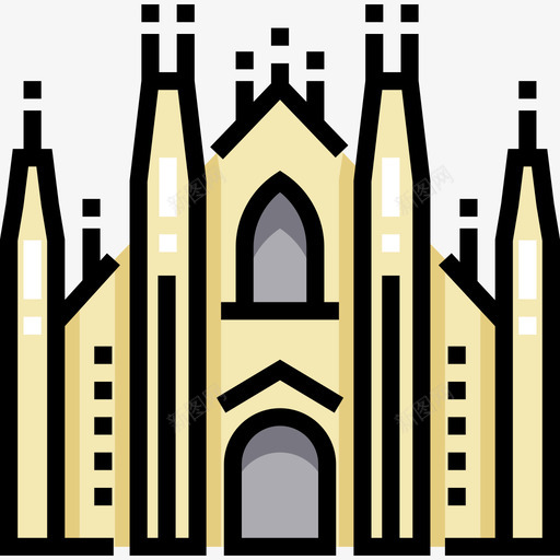 米兰大教堂地标9线性颜色图标svg_新图网 https://ixintu.com 地标9 米兰大教堂 线性颜色