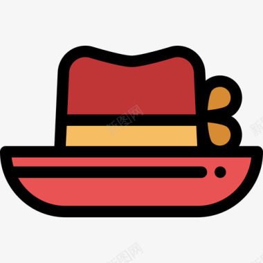 帽子烧烤派对4线性颜色图标图标
