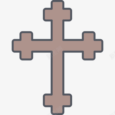 十字架宗教9颜色图标图标