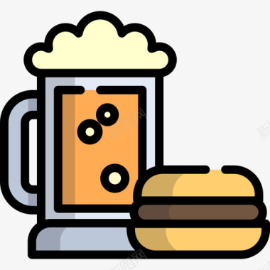 啤酒酒吧和酒吧3线性颜色图标图标