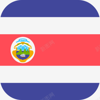 哥斯达黎加国际国旗3圆形方形图标图标