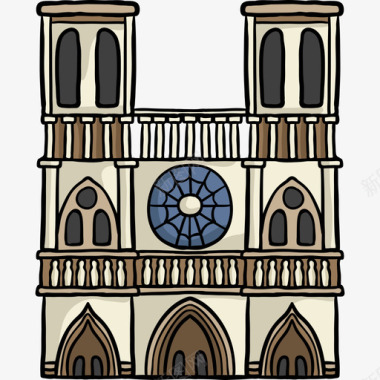 圣母院世界的纪念碑色彩图标图标