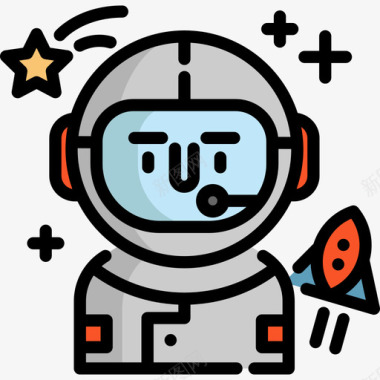宇航员职业和工作3线性颜色图标图标