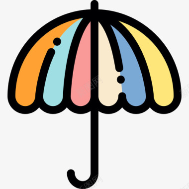 伞婴儿淋浴3线性颜色图标图标