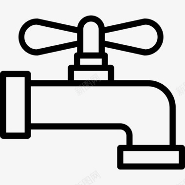 水龙头浴室物体2线性图标图标