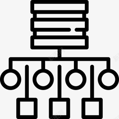 服务器大数据和网络分析线性图标图标