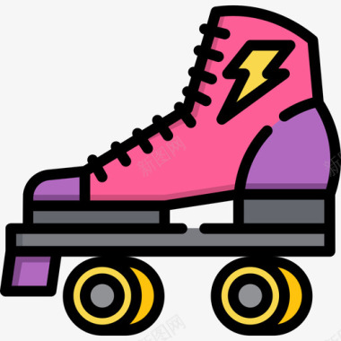 溜冰鞋80年代6线性颜色图标图标