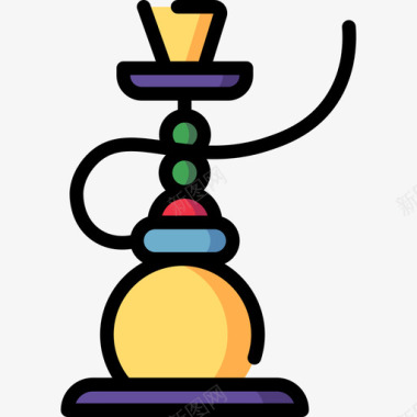 水烟印度2线性颜色图标图标