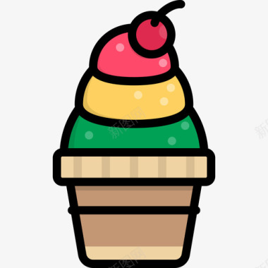 冰淇淋意大利3线性颜色图标图标