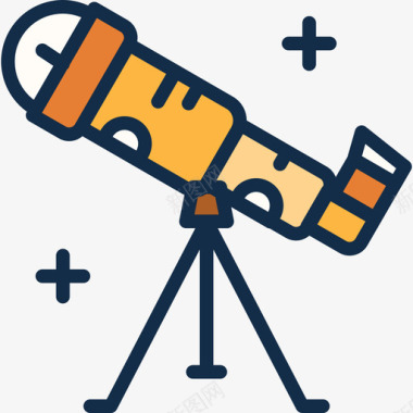 望远镜户外活动4线性颜色图标图标