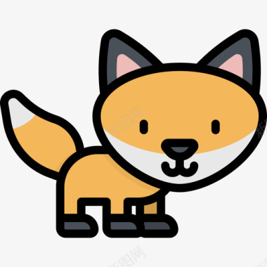 狐狸川维动物3线性颜色图标图标