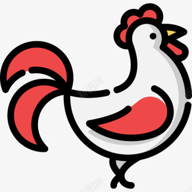 公鸡中国2线形颜色图标图标