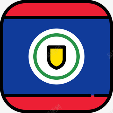 伯利兹旗帜系列6圆形广场图标图标