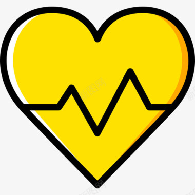 心电图浪漫生活方式10黄色图标图标